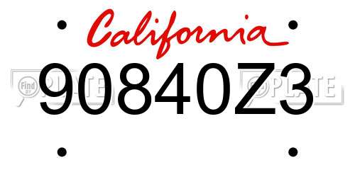 90840Z3 California License Plate