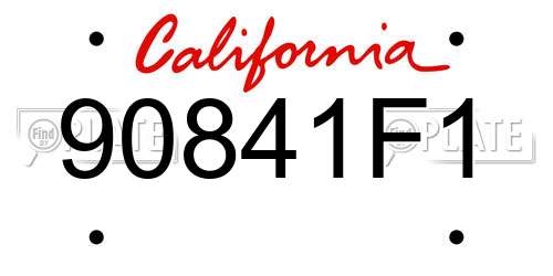 90841F1 California License Plate