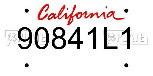 90841L1 California License Plate