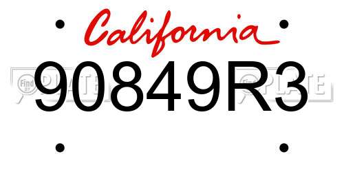 90849R3 California License Plate