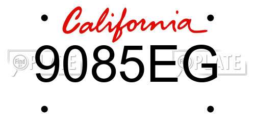 9085EG California License Plate