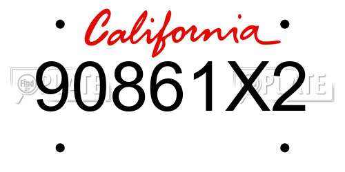 90861X2 California License Plate
