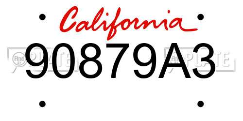 90879A3 California License Plate