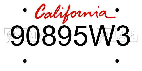 90895W3 California License Plate