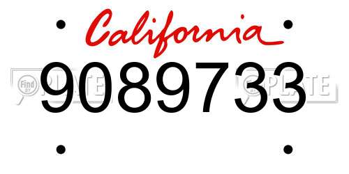 9089733 California License Plate