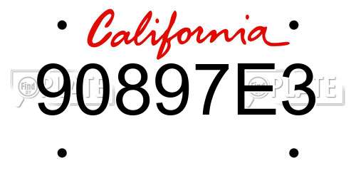 90897E3 California License Plate