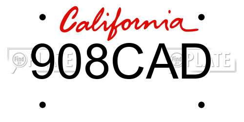 908CAD California License Plate