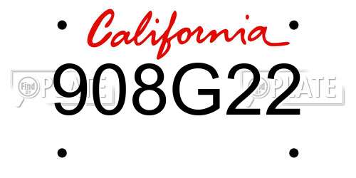 908G22 California License Plate