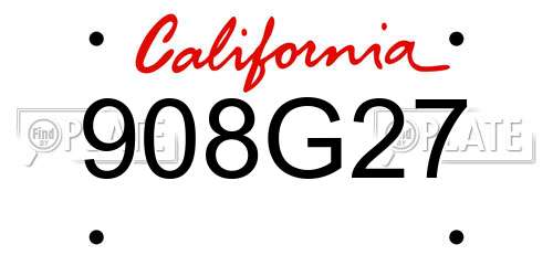 908G27 California License Plate
