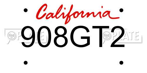 908GT2 California License Plate