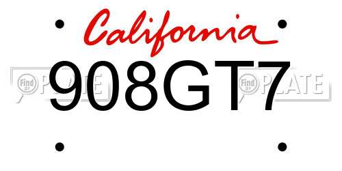 908GT7 California License Plate