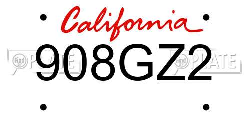 908GZ2 California License Plate