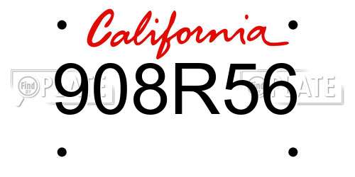 908R56 California License Plate