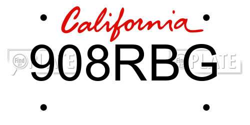 908RBG California License Plate