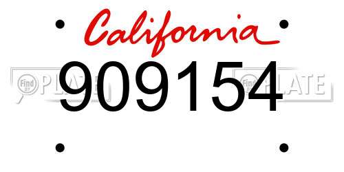909154 California License Plate