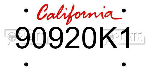 90920K1 California License Plate