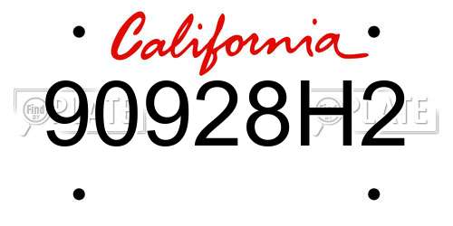 90928H2 California License Plate