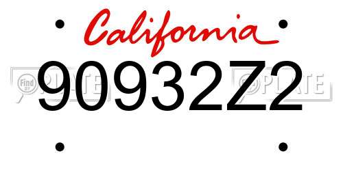 90932Z2 California License Plate