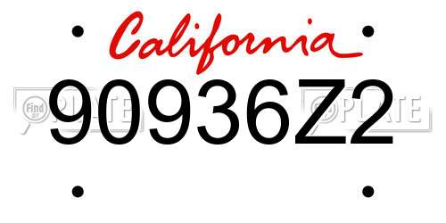 90936Z2 California License Plate