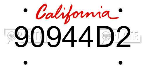 90944D2 California License Plate