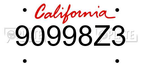 90998Z3 California License Plate