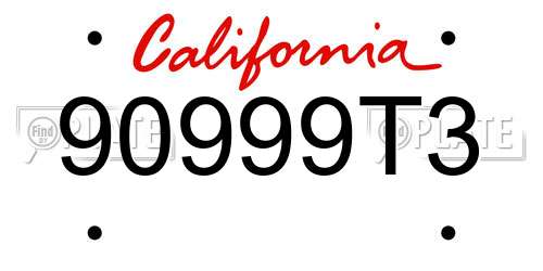 90999T3 California License Plate