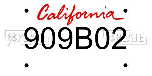 909B02 California License Plate