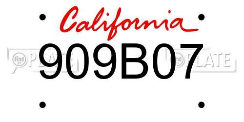 909B07 California License Plate