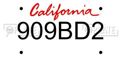 909BD2 California License Plate