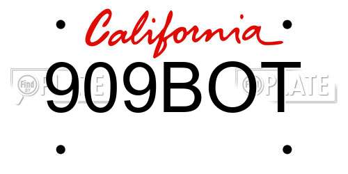 909BOT California License Plate