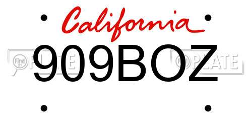909BOZ California License Plate