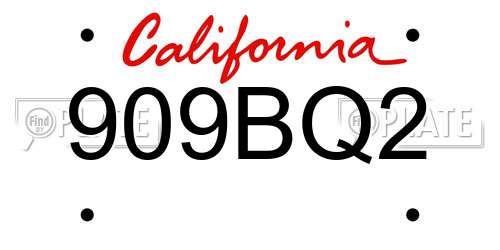 909BQ2 California License Plate