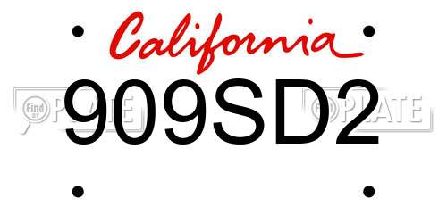 909SD2 California License Plate
