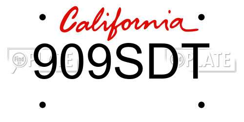 909SDT California License Plate