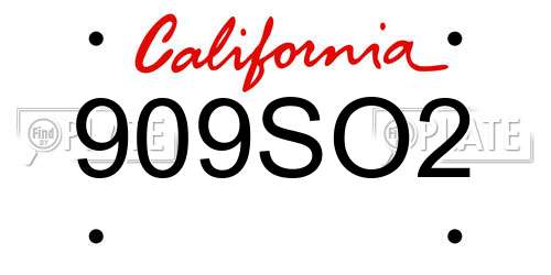 909SO2 California License Plate