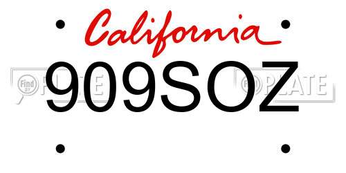 909SOZ California License Plate
