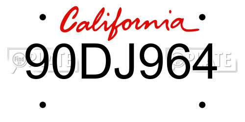 90DJ964 California License Plate