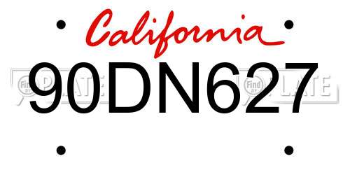 90DN627 California License Plate