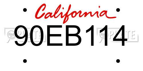90EB114 California License Plate