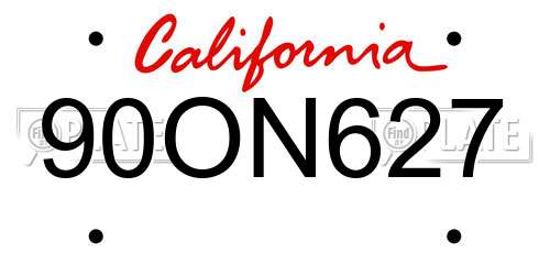 90ON627 California License Plate