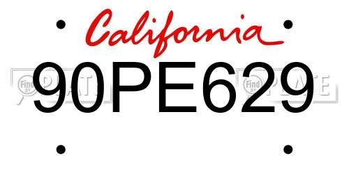 90PE629 California License Plate