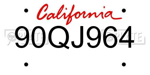 90QJ964 California License Plate