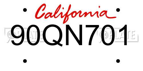 90QN701 California License Plate