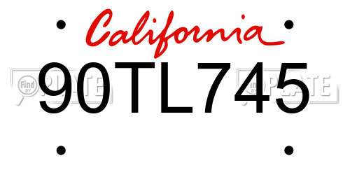90TL745 California License Plate