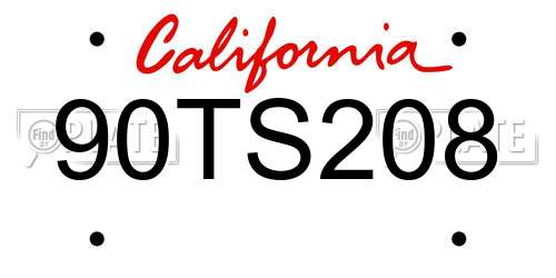 90TS208 California License Plate