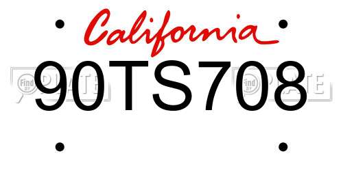 90TS708 California License Plate