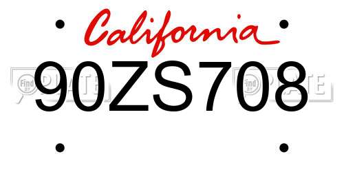 90ZS708 California License Plate