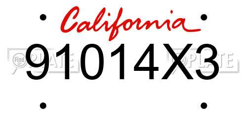 91014X3 California License Plate