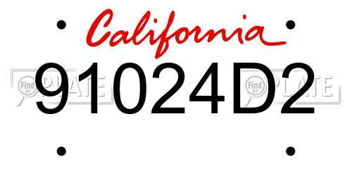 91024D2 California License Plate