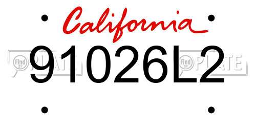 91026L2 California License Plate